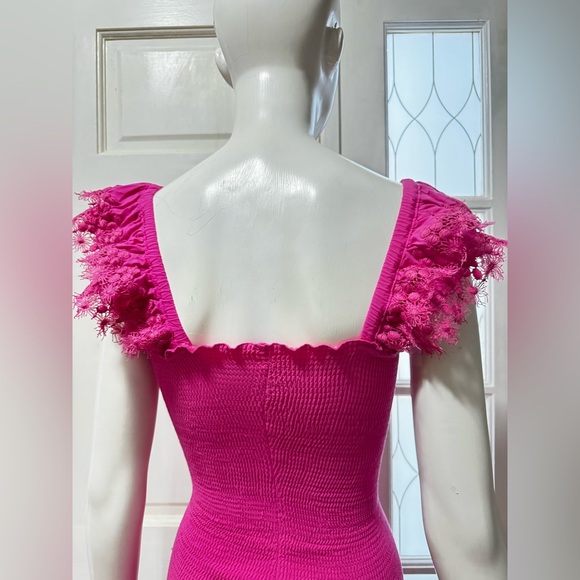 Peixoto 100% Rayon Fuchsia Lace Detail Top short Dress Size Medium. J-29 - Picture 12 of 16